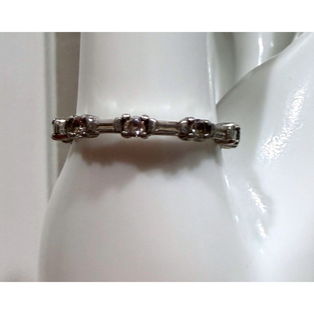 Sterling Silver 925 Baguette Clear Stones Eternity Band Ring Sz 10.25 2.85g